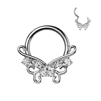 Piercing segment kruh TITAN motýlek (1,2 x 10 mm)
