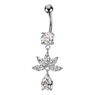Visací piercing do pupíku