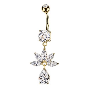 Zlacený visací piercing do pupíku
