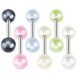Piercing do jazyku činka perlička HWBAP (krémová)