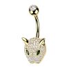 Zlacený piercing do pupíku leopard