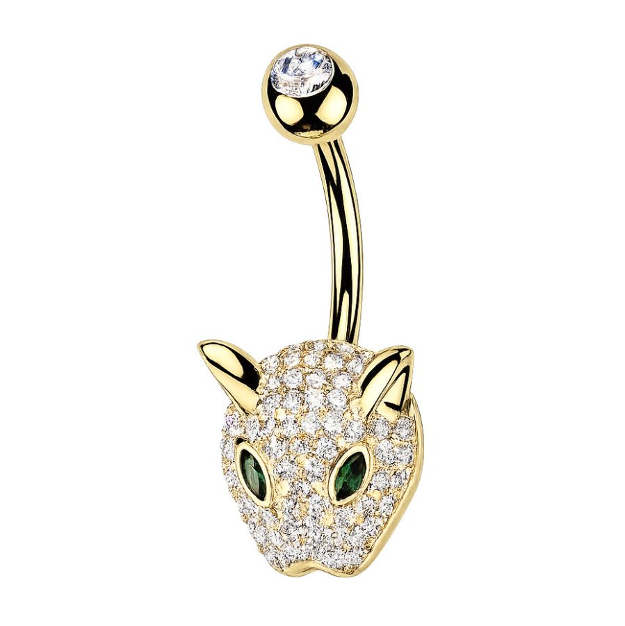 MARRE Zlacený piercing do pupíku leopard - WP0132-GD