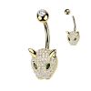 Zlacený piercing do pupíku leopard