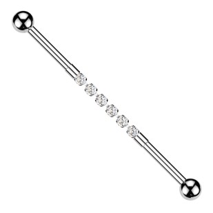 Zlacený idustrial piercing s kamínky
