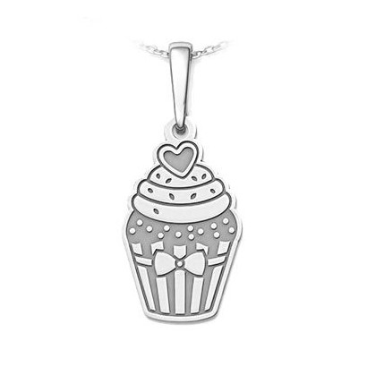 Stříbrný přívěsek cupcake se srdcem