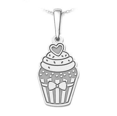 Auronitens Stříbrný přívěsek cupcake se srdcem - PA1649