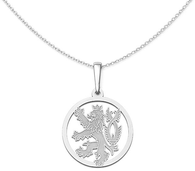 Auronitens Stříbrný přívěsek český lev v kruhu - PA1607