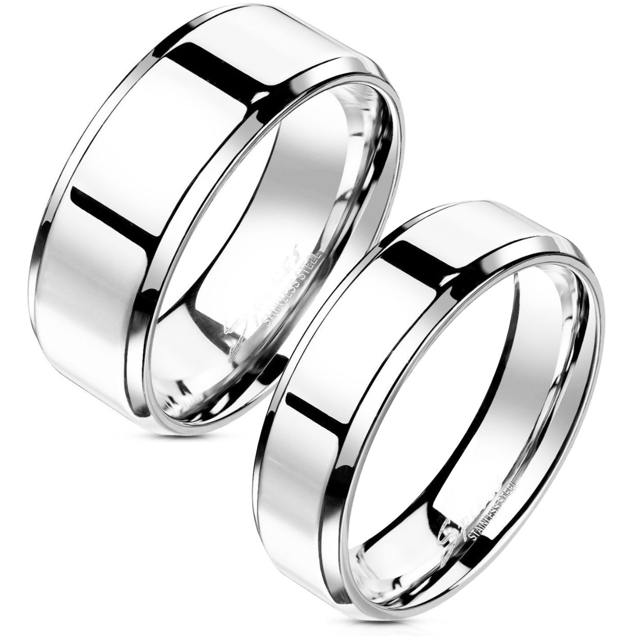 OPR1303 Snubní prsteny ocel - pár 6+8 mm - OPR1303-6.8