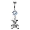 Piercing do pupíku - medvídek (růžová, 1,6 x 16 mm)