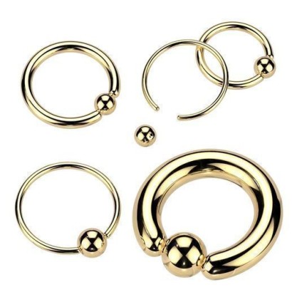 Zlacený piercing - kruh (1,2 x 12 x 4 mm)