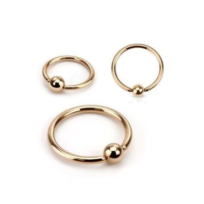 Zlacený piercing - kruh (1,6 x 10 x 4 mm)