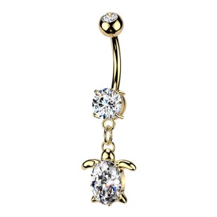 Zlacený piercing do pupíku želvička