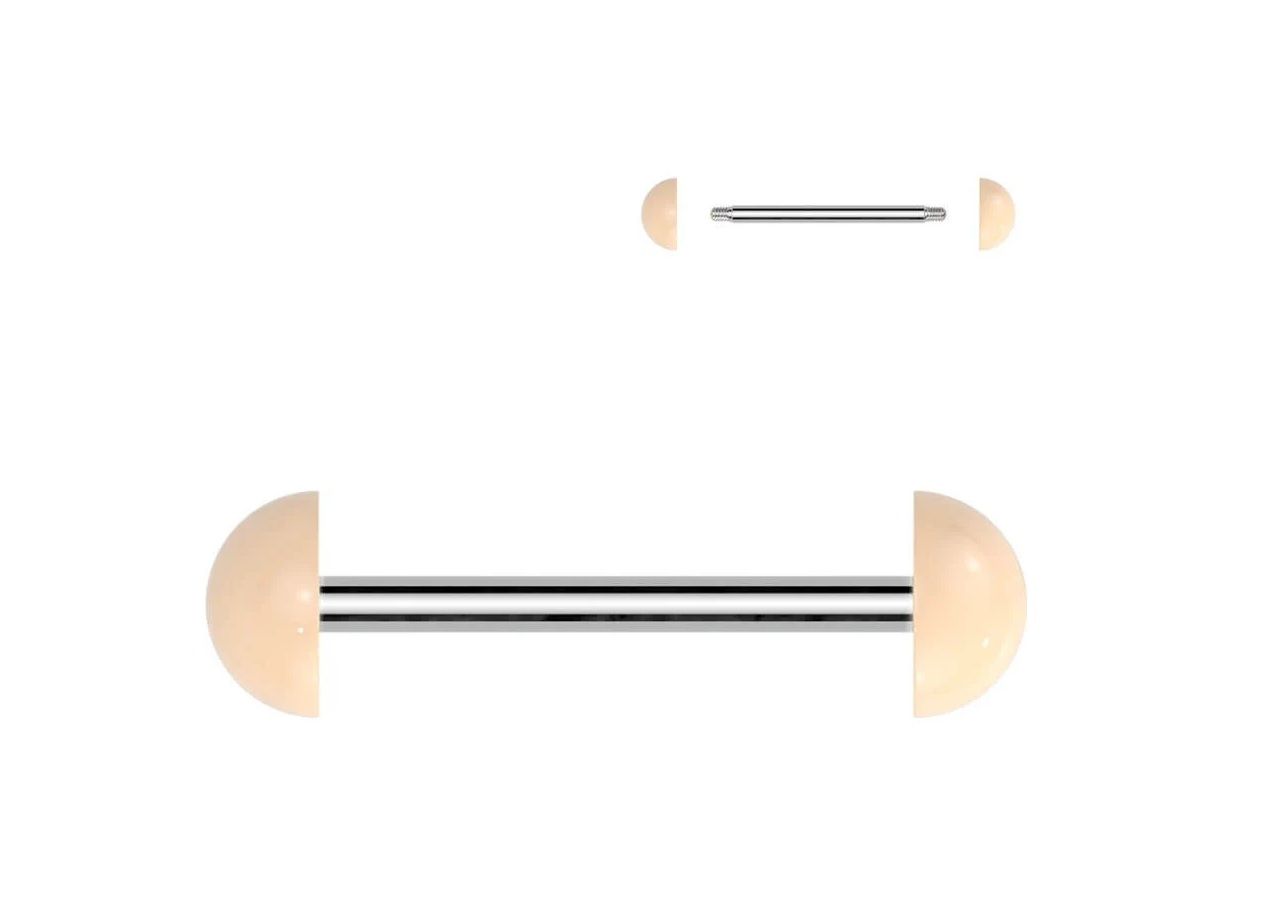 Piercing do jazyku činka s akrylátovými půlkuličkami HWBA48 (tělová)
