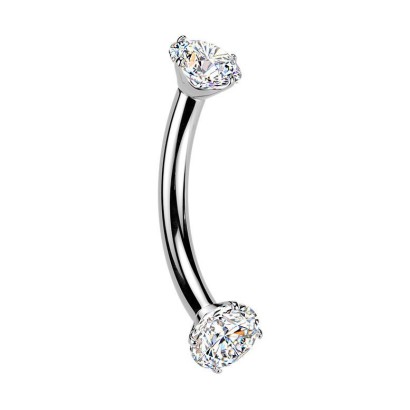 Luxusní piercing do obočí s Moissanity 2 x 0.11 ct, TITAN (1,2 x 8 mm)