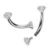Luxusní piercing do obočí s Moissanity 2 x 0.11 ct, TITAN (1,2 x 8 mm)