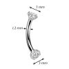 Luxusní piercing do obočí s Moissanity 2 x 0.11 ct, TITAN (1,2 x 8 mm)