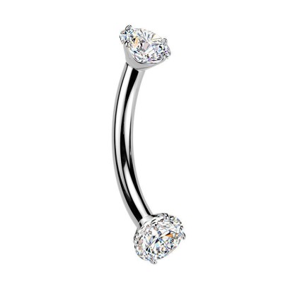 Luxusní piercing do obočí s Moissanity 2 x 0.11 ct, TITAN (1,2 x 10 mm)