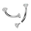Luxusní piercing do obočí s Moissanity 2 x 0.11 ct, TITAN (1,2 x 10 mm)