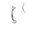 Luxusní piercing do obočí s Moissanity 2 x 0.11 ct, TITAN (1,2 x 10 mm)