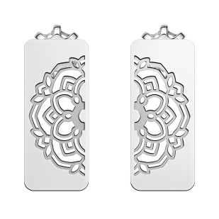 Stříbrné náušnice mandala v obdélníku