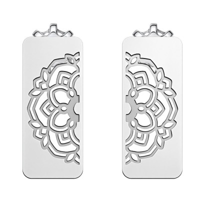 Stříbrné náušnice mandala v obdélníku