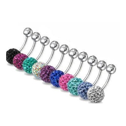 Piercing banánek chirurgická ocel se Swarovski krystalky PBFDBLY01 (světle zelená)