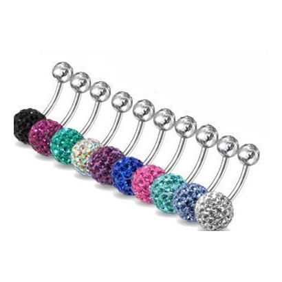 Piercing banánek chirurgická ocel se Swarovski krystalky PBFDBLY01 (světle modrá)