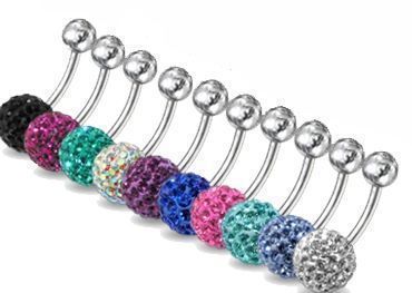 Piercing banánek chirurgická ocel se Swarovski krystalky PBFDBLY01 (tmavě modrá)