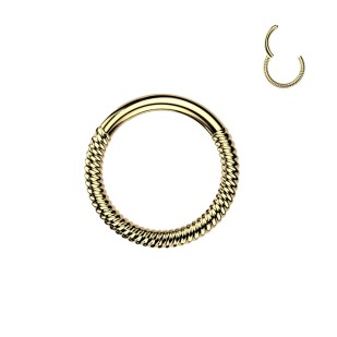 Zlacený ocelový piercing - segment kruh