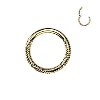Zlacený ocelový piercing - segment kruh (1,2 x 8 mm)