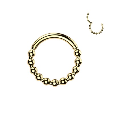 Zlacený ocelový piercing - segment kruh (1,2 x 8 mm)