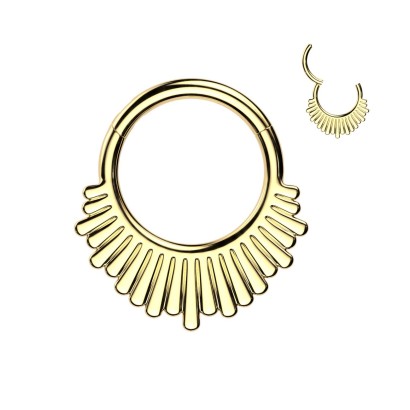 Zlacený ocelový piercing - segment kruh (1,2 x 10 mm)