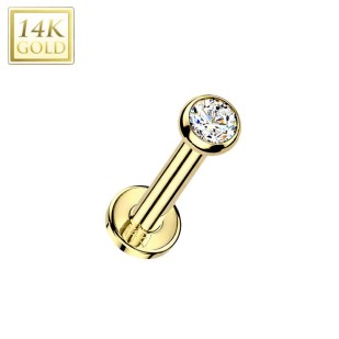 Zlatý piercing do brady - labreta 1,0 x 8 mm, Au 585/1000