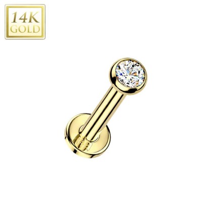 Zlatý piercing do brady - labreta 1,0 x 8 mm, Au 585/1000