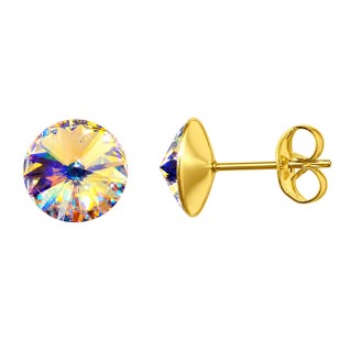 Zlacené ocelové náušnice Crystals from Swarovski® 6mm, AB
