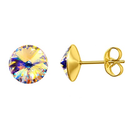 Zlacené ocelové náušnice Crystals from Swarovski® 6mm, AB
