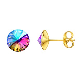 Zlacené ocelové náušnice Crystals from Swarovski® 6mm, VITRAIL LIGHT