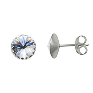 Zlacené ocelové náušnice Crystals from Swarovski® 6mm, CRYSTAL