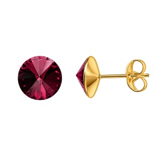 Zlacené ocelové náušnice Crystals from Swarovski® 6mm, AMETHYST