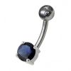 Stříbrný piercing do pupíku - kulatý zirkon 6 mm (fialová)