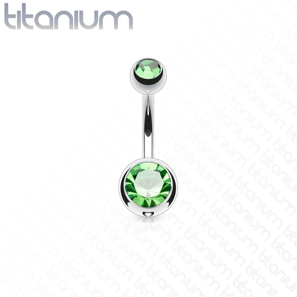 Piercing do pupíku - banánek TITAN (zelená)