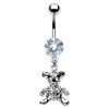 Piercing do pupíku - medvídek (tyrkysová, 1,6 x 16 mm)