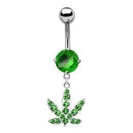 Levně S4U Piercing do pupíku - list marihuany (zelená) - WP01130-G