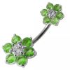 Stříbrný piercing do pupíku - kytičky (čirá)