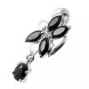 Stříbrný piercing do pupíku se štítem - obrácený (růžová)