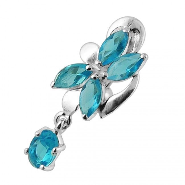 S4U Stříbrný piercing do pupíku se štítem - obrácený (tyrkysová) - BP01281-Q