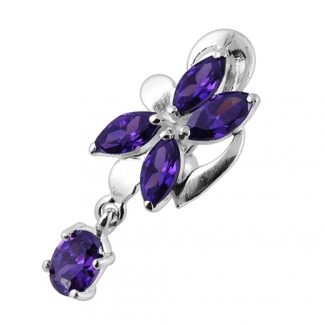 S4U Stříbrný piercing do pupíku se štítem - obrácený (fialová) - BP01281-A