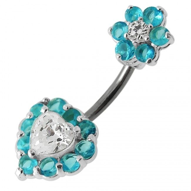 S4U Stříbrný piercing do pupíku (tyrkysová) - BP01105-Q