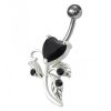 Stříbrný piercing do pupíku - srdíčko (růžová)