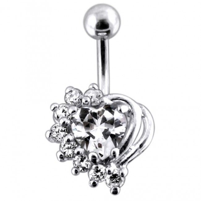 S4U Stříbrný piercing do pupíku (čirá/čirá) - BP01155-CC
